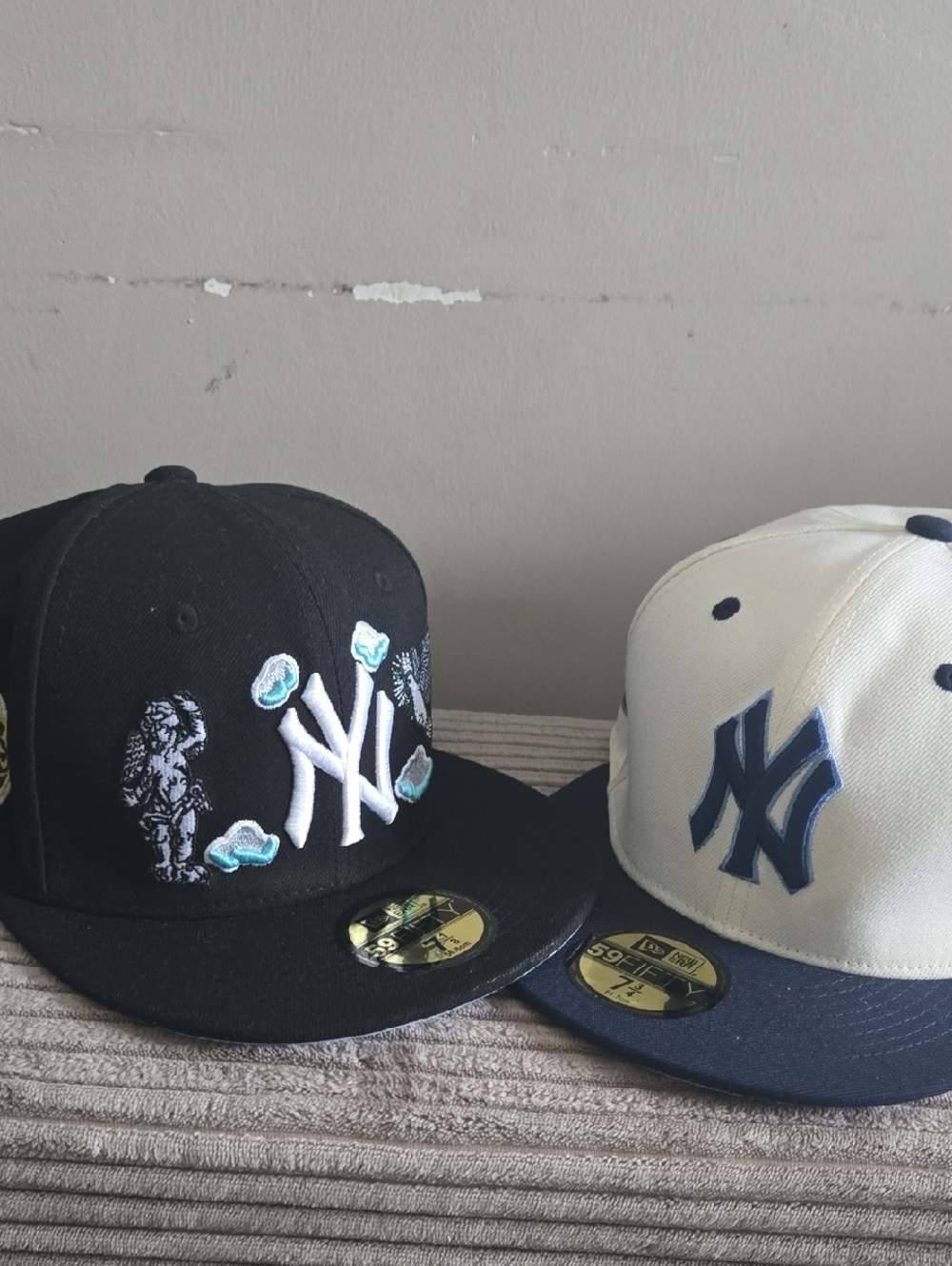 New Era New York Yankees Two-Tone Embroidered Fitted Caps - Black & Cream